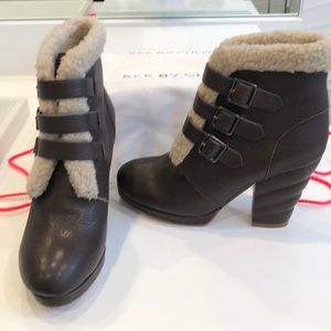 See by Chloe shearling brown leather boots